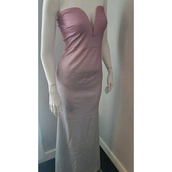 Bump Biddy Maternity Formal Dress Gown Womans Sz. S Fades Pink to Silver New - Picture 14 of 15